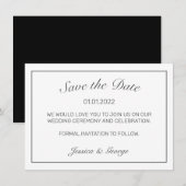 Moderne Minimalistische Schwarze Hochzeit Save The Date (Vorne/Hinten)