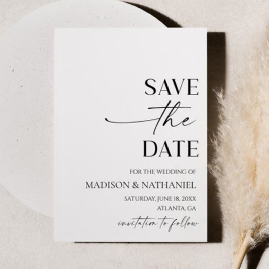 Moderne Minimalistische Schwarze Hochzeit Save The Date