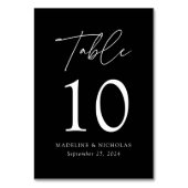 Moderne Minimalistische Schwarze Hochzeit Tischnummer (Vorderseite)
