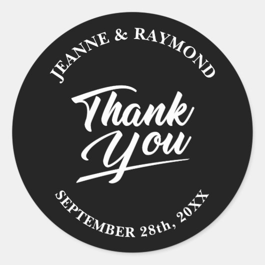 Moderne Minimalistische Schwarze Hochzeit Vielen D Runder Aufkleber (Vorderseite)