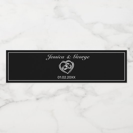 Moderne Minimalistische Schwarze Hochzeit Wasserflaschenetikett (Einzelnes Label)