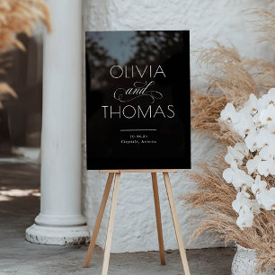 Moderne Minimalistische Schwarze Hochzeit Willkomm Acrylschild