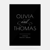 Moderne Minimalistische Schwarze Hochzeit Willkomm Acrylschild (Vorderseite)