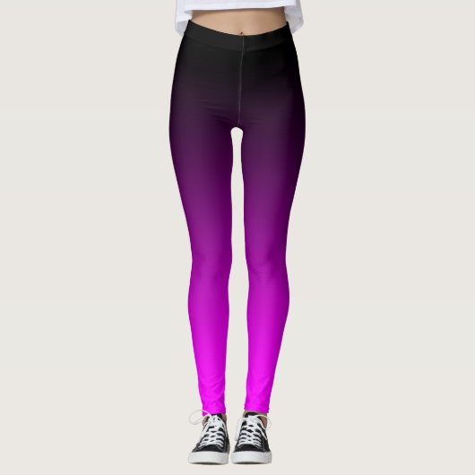 Moderne Minimalistische Schwarze Magenta Gradient Leggings (Vorderseite)