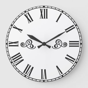 Moderne Minimalistische Schwarze Römische Zahlen  Große Wanduhr
