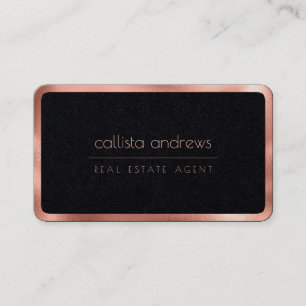 Moderne Minimalistische Schwarze Rose Gold Border Visitenkarte
