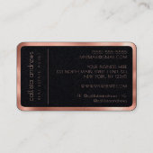 Moderne Minimalistische Schwarze Rose Gold Border Visitenkarte (Rückseite)