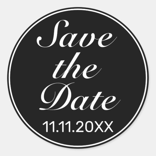 Moderne Minimalistische Schwarze Save the Date Hoc Runder Aufkleber (Vorderseite)