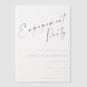 Moderne Minimalistische Schwarze Schrift Engagemen Pergament Einladungen