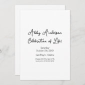 Moderne Minimalistische Schwarze Schrift - Lebensf Einladung (Vorne/Hinten)