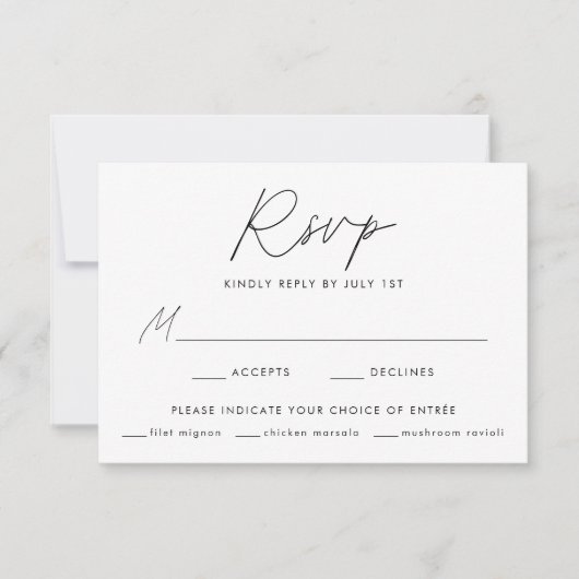 Moderne Minimalistische Schwarze Schrift - Meal Ch RSVP Karte (Vorderseite)