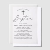 Moderne Minimalistische Schwarze Schrift-Taufe Pergament Einladungen (Versetzt)