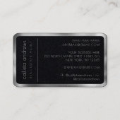 Moderne Minimalistische schwarze Silber-Grenze Ber Visitenkarte (Rückseite)