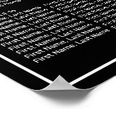 Moderne Minimalistische schwarze Sitzkarte 20 Tisc Poster (Ecke)