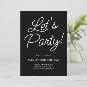 Moderne minimalistische schwarze Skript-Geburtstag Einladung