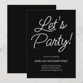 Moderne minimalistische schwarze Skript-Geburtstag Einladung (Vorne/Hinten)