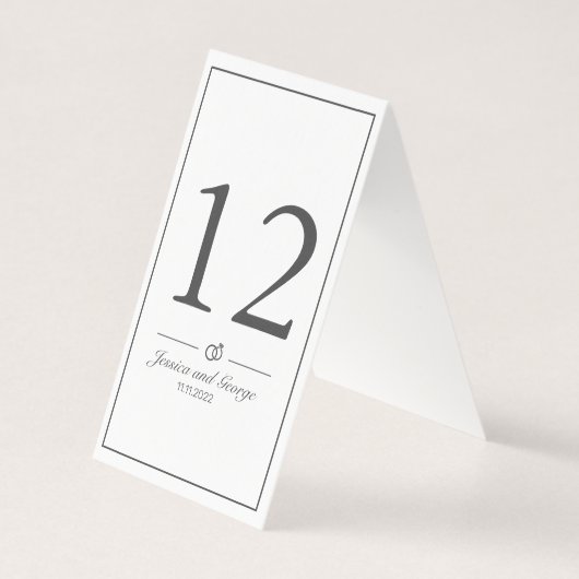 Moderne Minimalistische Schwarze Tischnummer (Rückseite)