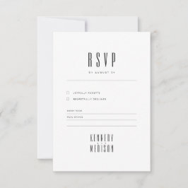 Moderne minimalistische schwarze und weiße Hochzei RSVP Karte