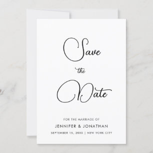 Moderne minimalistische schwarze und weiße Kalligr Save The Date