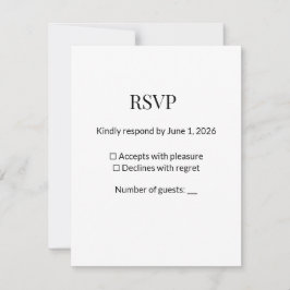 Moderne minimalistische schwarze weiße RSVP-Karte  RSVP Karte
