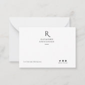 moderne minimalistische Schwarzweißmonogramm Mitteilungskarte (Vorderseite)