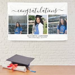 Moderne Minimalistische Script 3 Foto Graduation P Banner