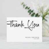 Moderne Minimalistische Script Adult Birthday Part Dankeskarte (Stehend Vorderseite)