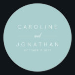 Moderne Minimalistische Script Aqua Custom Wedding Runder Aufkleber<br><div class="desc">Modernes Minimalistisches Drehbuch Lila Aqua Blue Custom Wedding Classic Round Sticker</div>