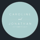 Moderne Minimalistische Script Aqua Custom Wedding Runder Aufkleber<br><div class="desc">Modernes Minimalistisches Drehbuch Lila Aqua Blue Custom Wedding Classic Round Sticker</div>