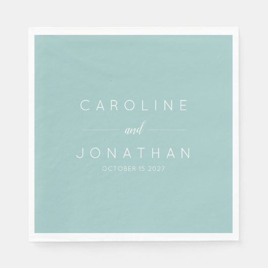 Moderne Minimalistische Script Aqua Custom Wedding Serviette (Vorderseite)