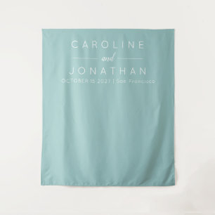 Moderne Minimalistische Script Aqua Custom Wedding Wandteppich