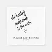 Moderne Minimalistische Script Baby Dusche Napkins Serviette (Vorderseite)