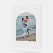 Moderne Minimalistische Script Begrüßung Foto Hoch Acrylschild (Winkel)