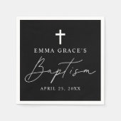 Moderne Minimalistische Script Black and White Tau Serviette (Vorderseite)