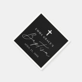 Moderne Minimalistische Script Black and White Tau Serviette (Ecke)