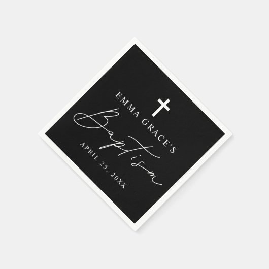 Moderne Minimalistische Script Black and White Tau Serviette (Ecke)