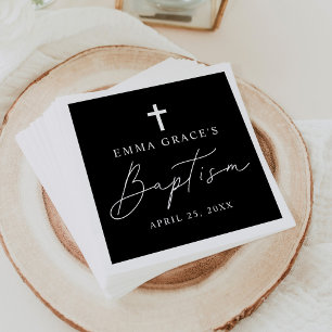 Moderne Minimalistische Script Black and White Tau Serviette