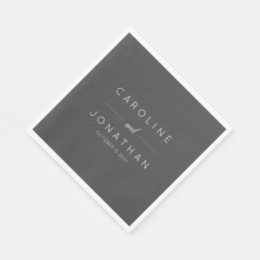 Moderne Minimalistische Script Black Custom Weddin Serviette (Ecke)