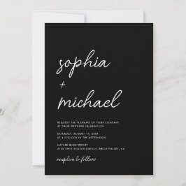 Moderne Minimalistische Script Black Wedding Einladung