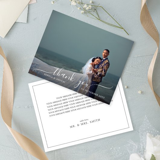Moderne Minimalistische Script Border Wedding Dankeskarte