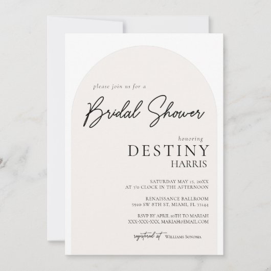 Moderne Minimalistische Script Bridal Dusche Einla Einladung (Vorderseite)