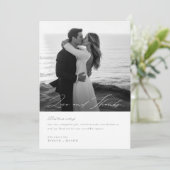 Moderne Minimalistische Script Calligraphy Foto We Dankeskarte (Stehend Vorderseite)