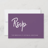 Moderne Minimalistische Script Cassis | Hochzeit RSVP Karte (Vorderseite)