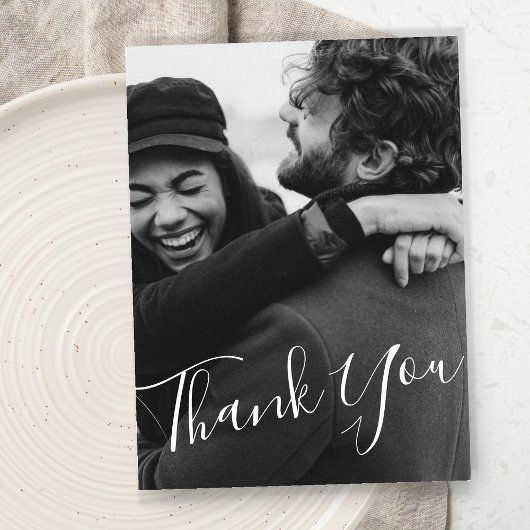 Moderne Minimalistische Script Custom Foto Hochzei Postkarte