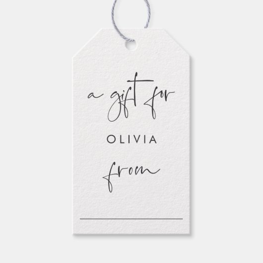 Moderne Minimalistische Script-Display-Dusche Geschenkanhänger (Vorderseite)