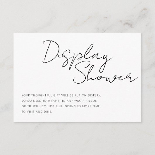 Moderne Minimalistische Script-Display-Showeinlage Begleitkarte (Vorderseite)