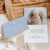 Moderne Minimalistische Script Dusty Blue Foto Tau Dankeskarte