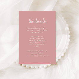 Moderne Minimalistische Script-Dusty-Rose | Detail Begleitkarte
