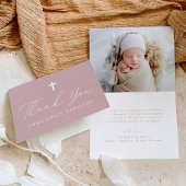 Moderne Minimalistische Script Dusty Rose Foto Tau Dankeskarte