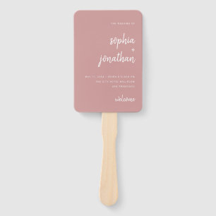 Moderne Minimalistische Script-Dusty-Rose Hochze Fächer